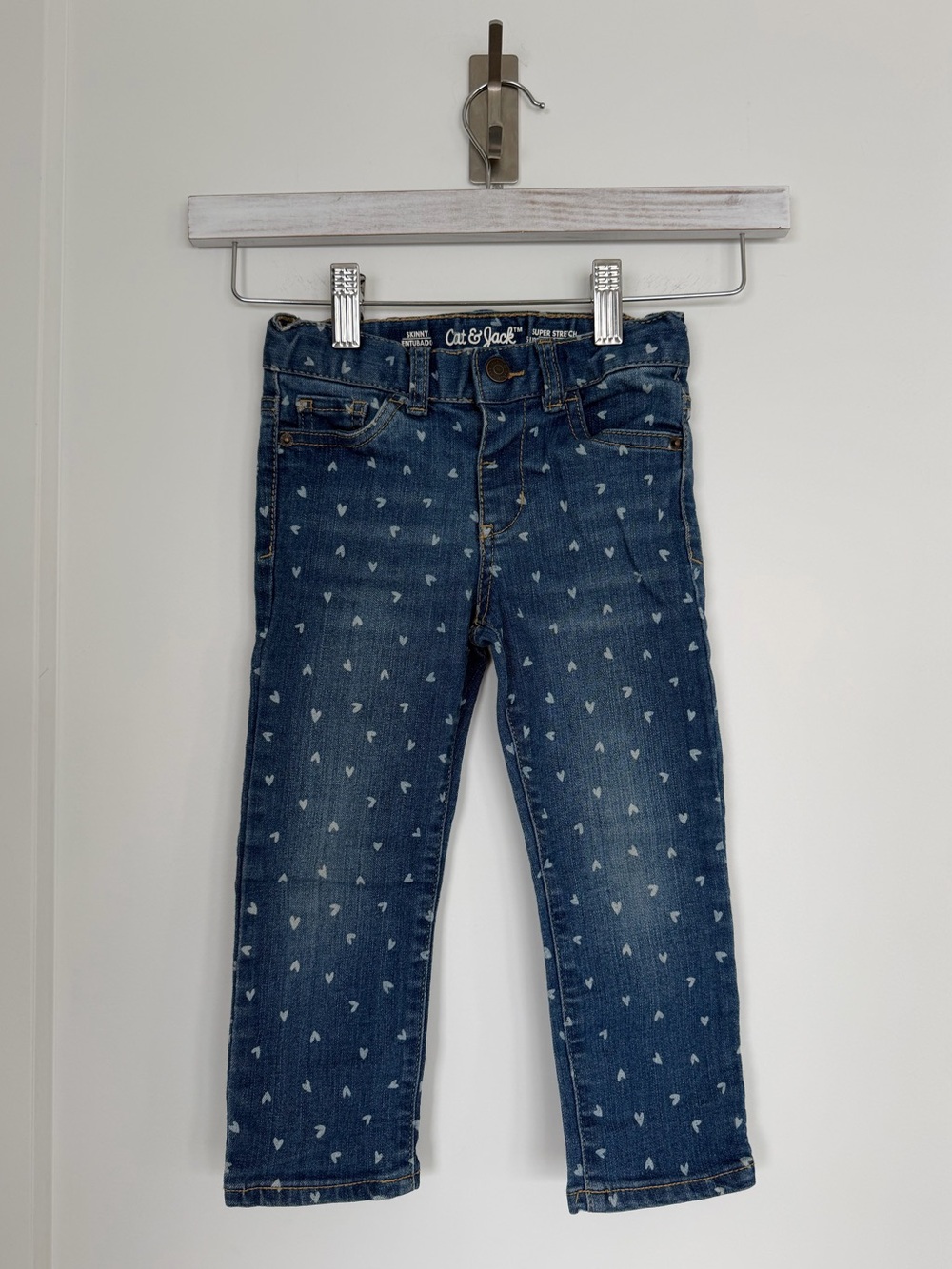Cat & Jack Dark Blue Heart Print Skinny Jeans